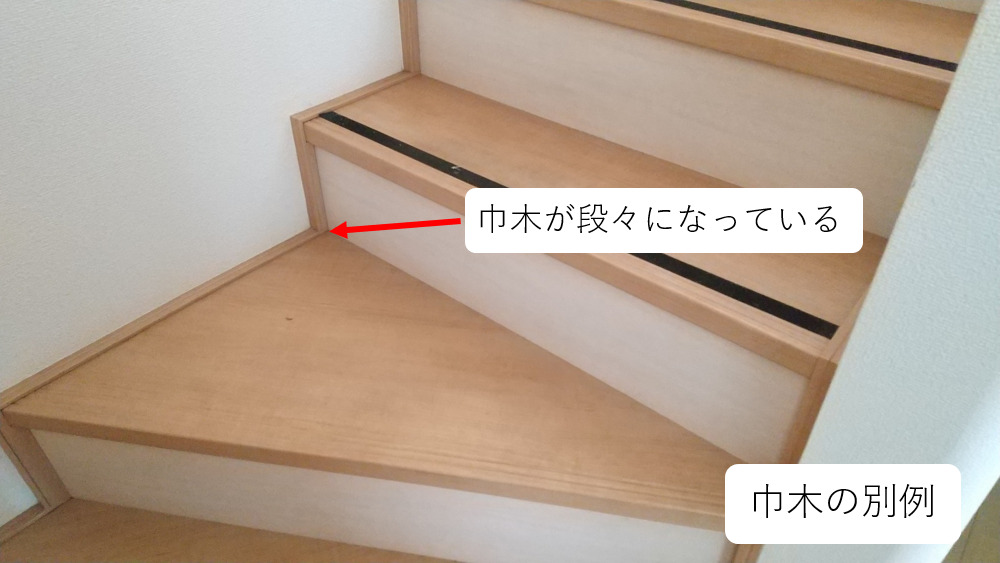 階段の巾木　段々となっている例